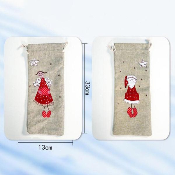 

рождество красный бутылки вина белье вышитые drawstring мешок ткань сумки champagne крышка бутылки рождество домашнее украшение wmtxyw yycol