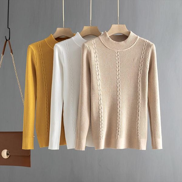 

women basic sweater 2021 autumn winter thick knitwear long sleeve pullovers sweter mujer solid crewneck sweaters top, White;black