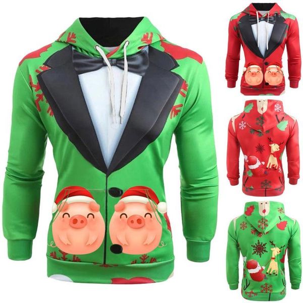 

christmas long sleeve xmas sweatshirt 3d printed hoodie hooded man festival hoody print pullover party suéter masculino#31, Black