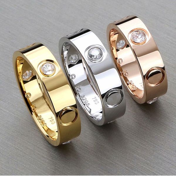

2020 new classic stainless steel gold love married engagement couple ring for women men fashion eternal zircon jewelry for women with box, Silver