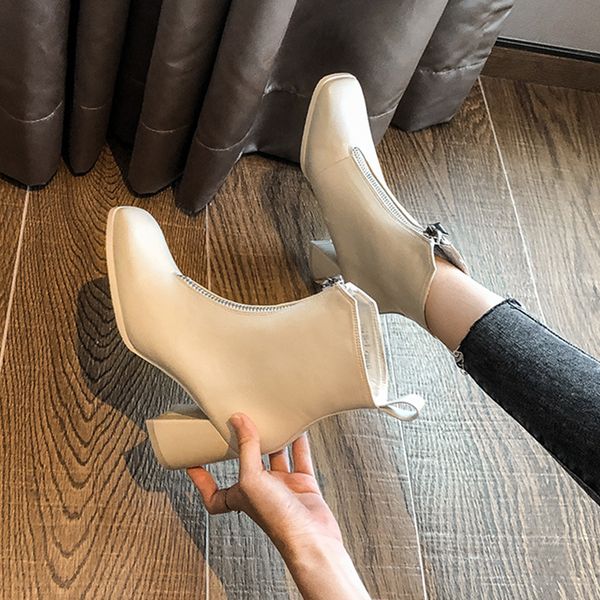 

thick heel children's short 2020 new spring and autumn single british style high heels square head white martin boots girl