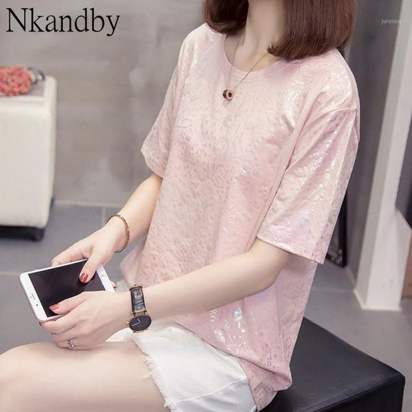 

plus size 3d colorful print cotton t shirts for women 2020 summer stylish korean style loose short sleeve oversize t-shirts1, White