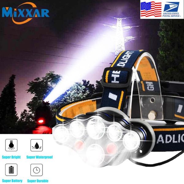 

ezk20 dropshipping 18650 rechargeable led headlamp t6 cob 8 modes lamps adjustable waterproof camping