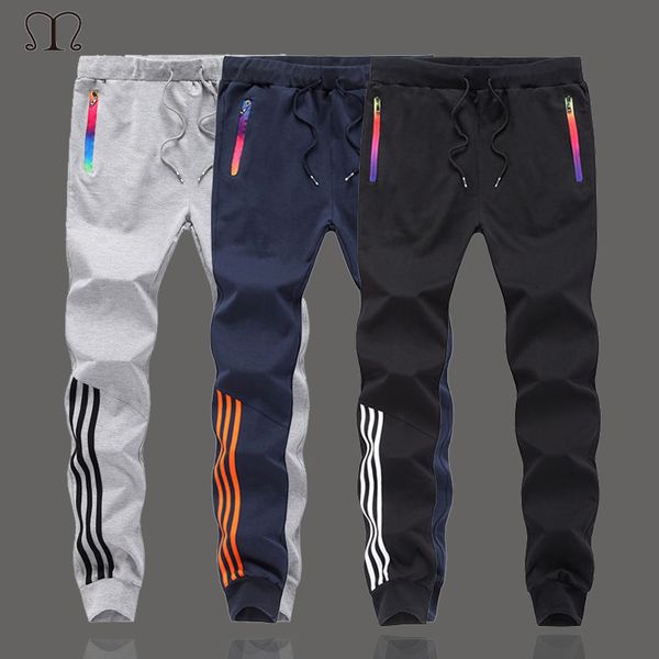 

skinny fashion 2019 hight-street mens harem sweatpants slim fit trousers men joggers sportswear casual striped pants