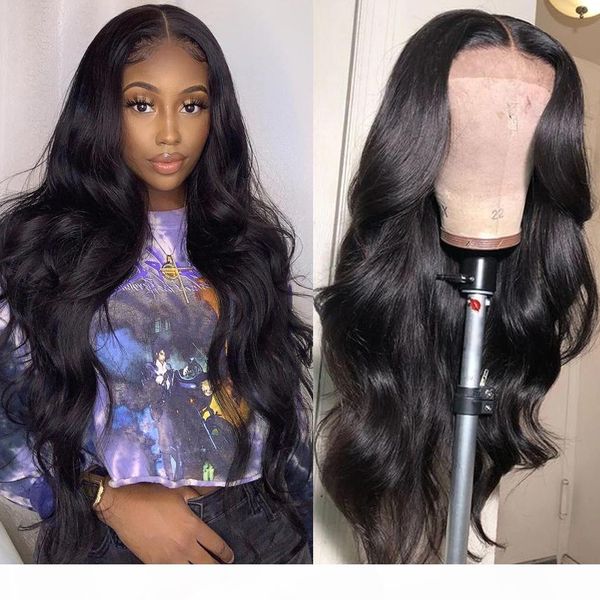 

30inch 4x4 lace closure wigs with baby hair 1x6 t part hd transparent indian body wave remy long human hair lace wigs 120%, Black;brown
