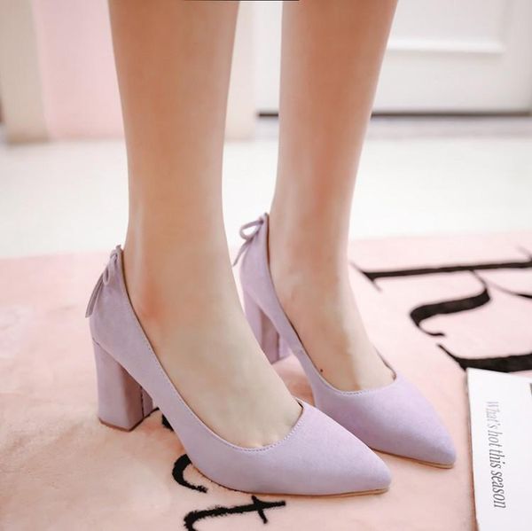 

big size ladies high heels women shoes woman pumps pure color suede high-heeled single shoes, Black