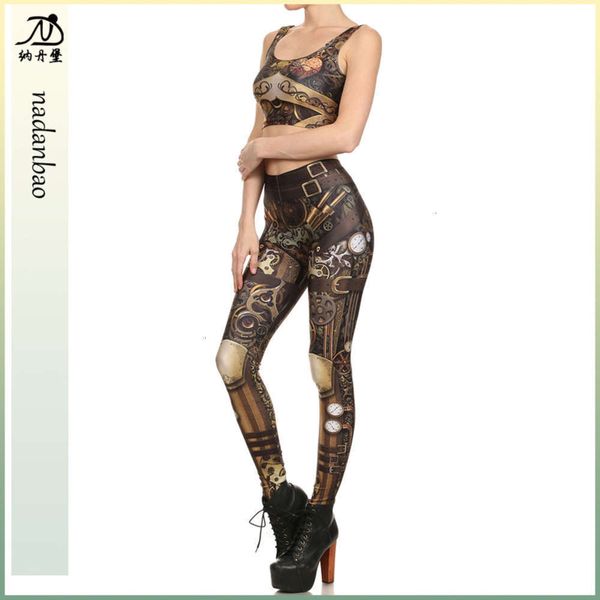 

elastic bt suit selling tights fashion leggings digital printing vt two piece set, Black;white