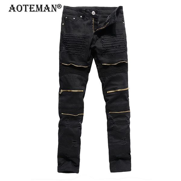 

men jeans pant retro jeans male denim trousers solid casual pants frayed vintage men's clothing brand fashion denim pant lm391, Blue