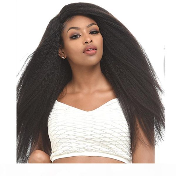 

13x6 human hair lace front wigs peruvian italian yaki straight virgin hair 13x6 deep part frontal lace wig kinky straight for black women, Black;brown