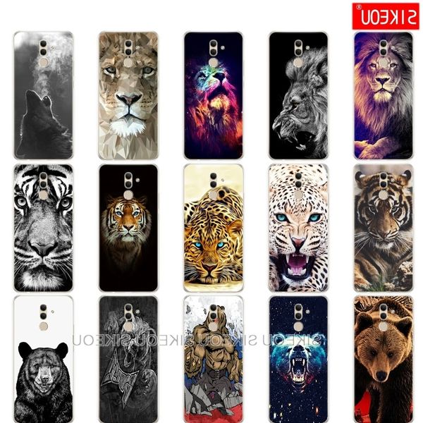 

silicone soft case cases 6.3 inch phone shell for huawei mate 20 lite cover wolf tiger lion leopard bear