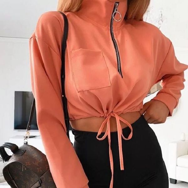 

casual coats for woman stand-up collar plus size jackets long sleeve crop drawstring short coat
