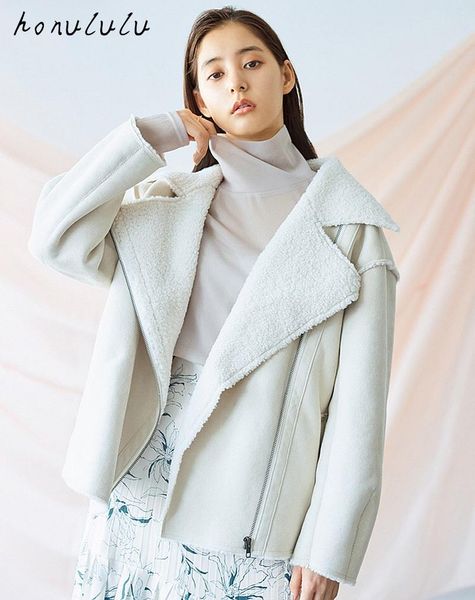 

2021 autumn and winter new products fashion retro sweet cool loose lamb velvet faux suede lapel jacket women, Black;brown