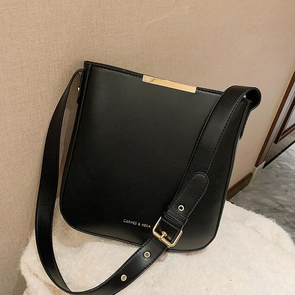 

cross body retro leather bucket shoulder bag high capacity solid color crossbody bags for women simple women's shopping totes bolsa fem