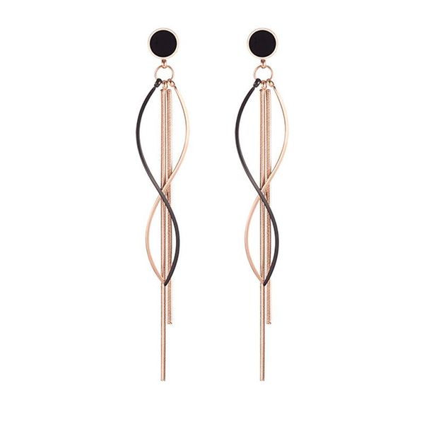 

rose gold tassel earrings female fashion jewelry stainless steel women's hanging earrings 2021, Silver