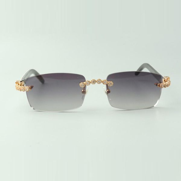 

622s uet diamond sunglasses 3524012 with natural mixed buffalo horn glasses lens 3.0 thickness, White;black
