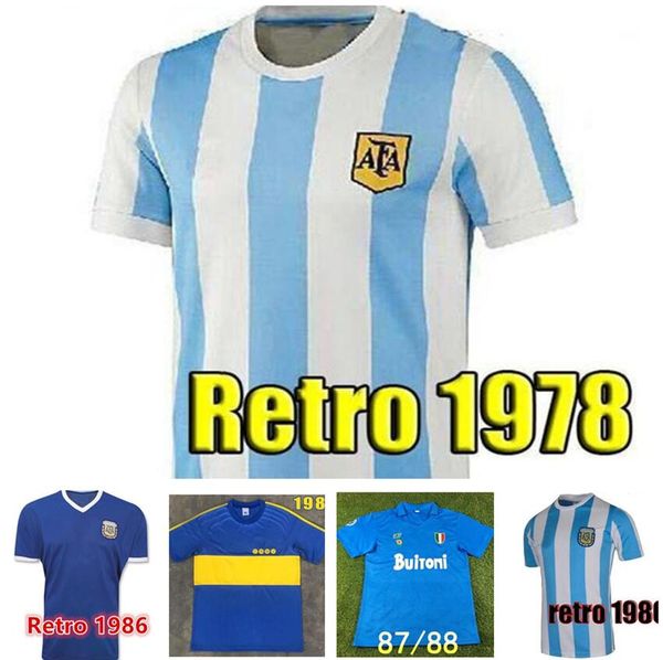 

1978 1986 argentina maradona home soccer jersey retro 81 boca juniors 87 88 naples napoli football shirt, Black;yellow