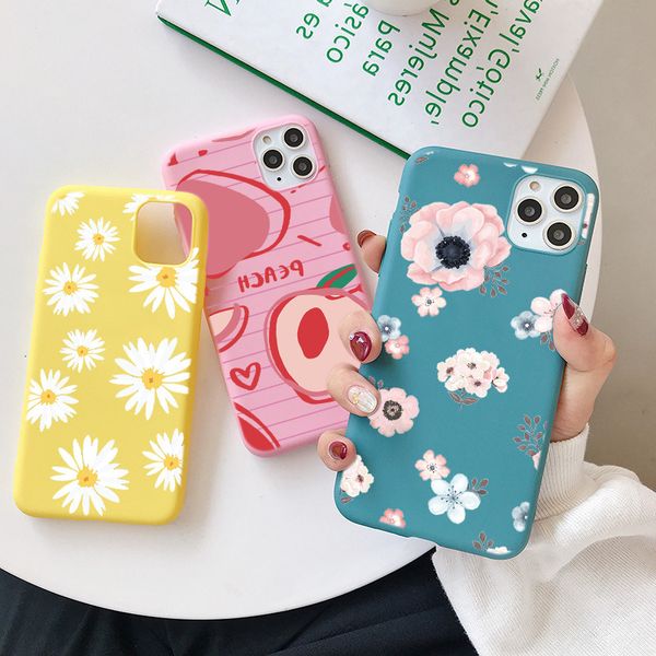 

flowers matte soft cover for samsung galaxy note 20 s20 ultra s10 s9 plus a41 a31 a51 a71 a20 a30 a20s a21s a50 a70 case peach