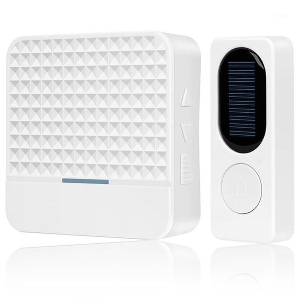 

doorbells solar powered waterproof wireless doorbell eu us uk plug smart door bell chime 1 button receiver led light1