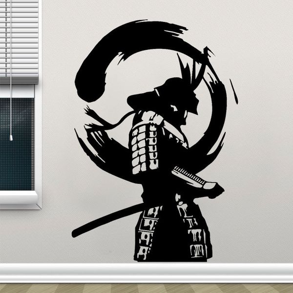 Японский воин Enso Zen Circe Circe Samurai азиатские виниловые наклейки на стенах съемный самоклеящийся перенос фильма на стену стикер на стену роспись 4123 201130