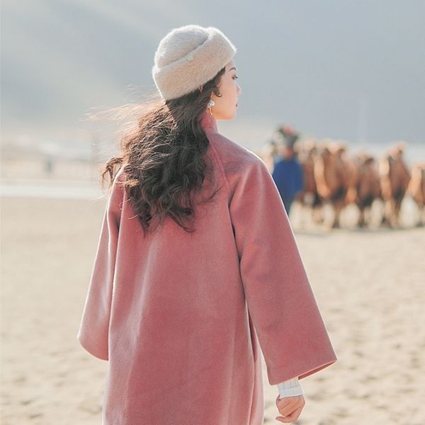 

2021 new chinese style coat autumn vison cheongsam wool oqsm, Black;brown