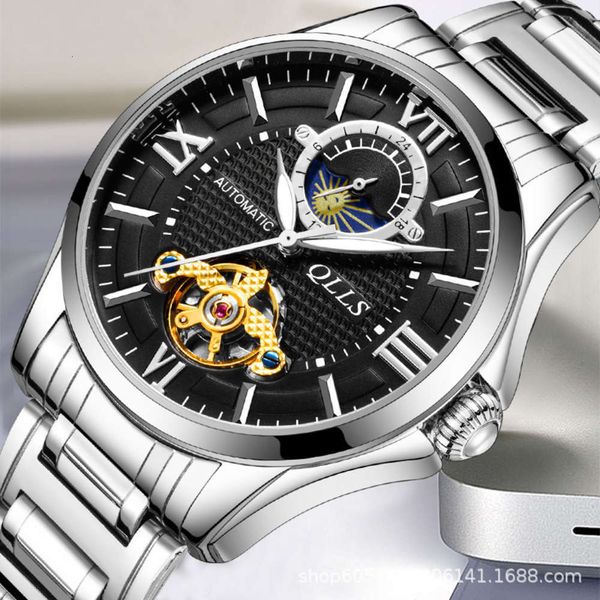 

mechanical qlls automatic men's qiluoshi waterproof luminous hollow student watch steel band 2021ze0pj6z9, Slivery;brown