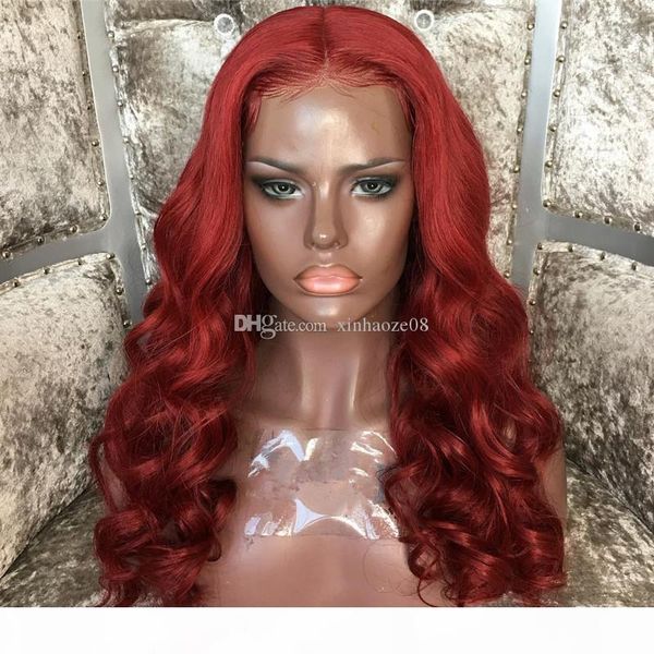 

99j color lace front human hair wigs middle part virgin brazilian human hair full lace wigs wine red color lace front wigs, Black;brown