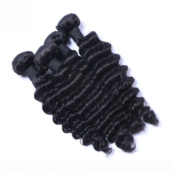 

can be dyed haiextensions peruvian indian malaysian cambodian remy virginhuman hair weft weave deep wave unprocessed hair weft, Black