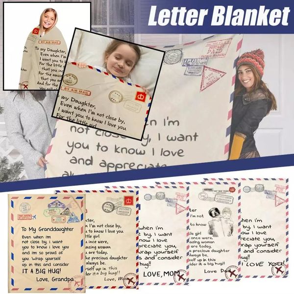 

letter print blanket coral fleece message to my daughter wife son quilts dad mom baby kid encourage blanket