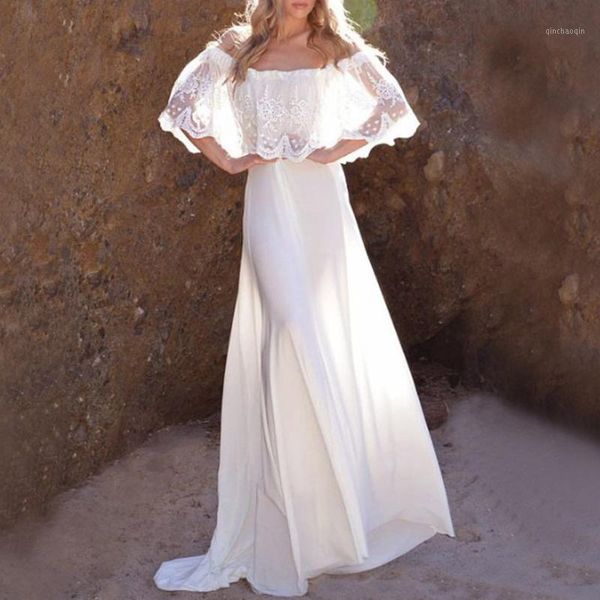 

cover-ups 2021 women's summer dress fashion lace holiday beach solid dressbeach pography maxi a-line ropa mujer robe1