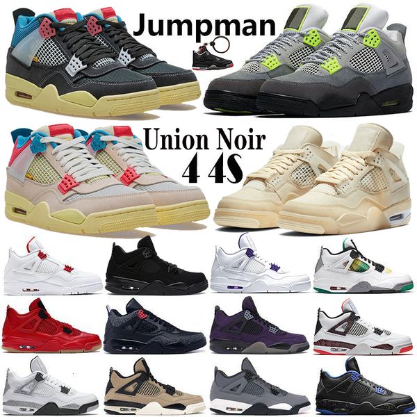 

new arrival union guava ice 4 4s jumpman mens basketball shoes white x sail metallic purple neon ovo splatter trainer sports sneakers