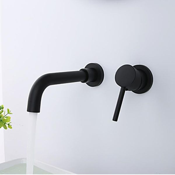 

matte black bathroom sink faucet wall mount swivel spout tap single handle cold mixer basin faucets modern minimalist set