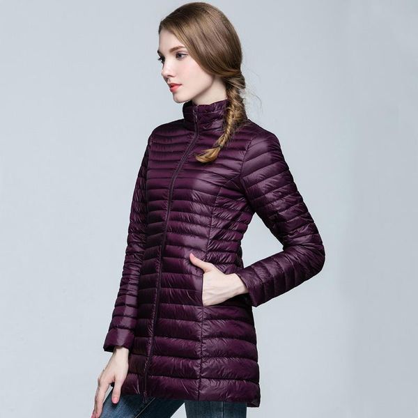 

женщина coat 90% белая утка вниз длинная куртка женщины шинель ultra light тонкий твердые куртки пальто зимы портативный моды parkas, Black
