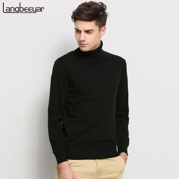

new autumn winter brand clothing sweater men turtleneck slim fit winter pullover men solid color knitted sweater men 201117, White;black