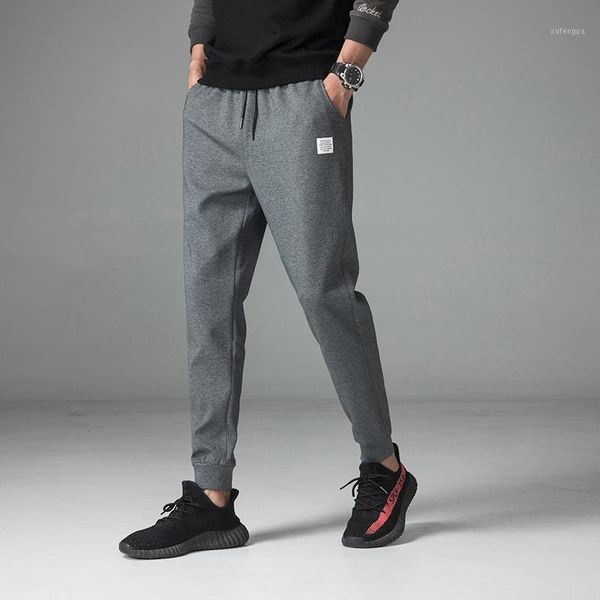 

grey joggers sweatpants men cotton solid casual pants gym fitness slim drawstring trousers male sportswear running track pants1, Black