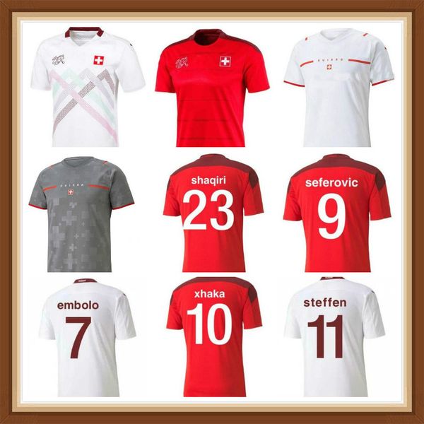 

2021 switzerland soccer jerseys home away 2022 seferovic xhaha elvedi akanji rodriguez zakaria embolo behrami shaqiri football shirts, Black;yellow