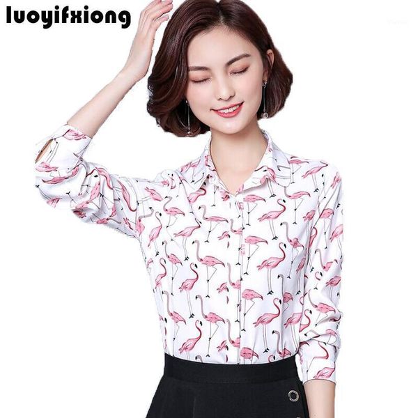 

luoyifxiong 2018 womens and blouses long sleeve blusas fashion vintage print blouse shirt plus size office blusa feminina1, White