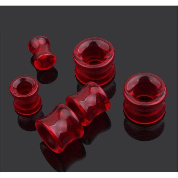 

6 color glass ear plug hollow ear piercing translucent bright pink green golden color expander tunnel bod jllmwh home003, Silver