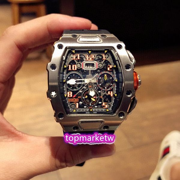 

manufacturers new rm11-03rg flyback chrono skeleton dial silver steel case miyota automatic rm 11-03 mens watch ru, Slivery;brown