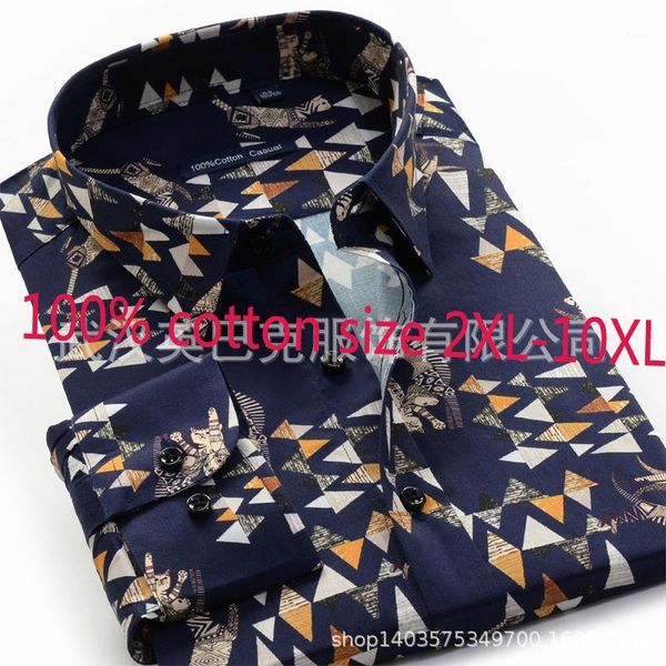 

new fashion 100%pure cotton printing flowers long sleeve autumn casual shirts super large plus size 2xl3xl4xl5xl6xl7xl8xl9xl10xl1, White;black