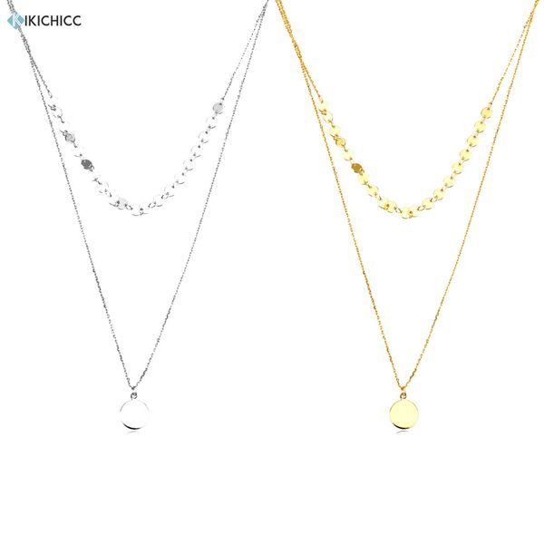 

kikichicc 925 sterling silver gold coins chain choker necklace pendant double chain rock punk fashion jewelry party gift q0531