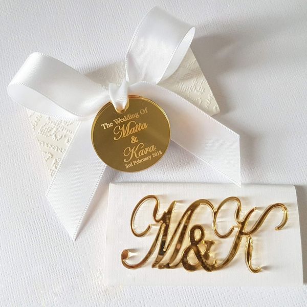 

acrylic 12 plaques pcs golden personalized gorgeous wedding decorated chocolate couple names box banner anniversary favors