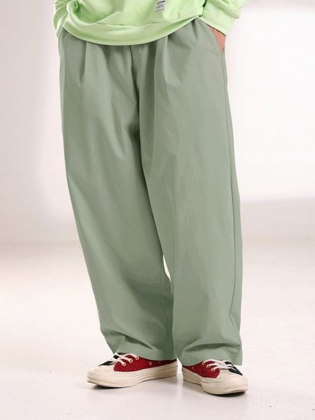 

men solid wide leg pants c7u4#, Black