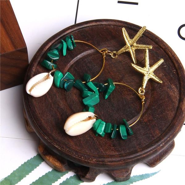 

dangle & chandelier boho shell stone chips pendants earrings for women gold starfish charm femme fashion jewelry brincos geometric eardrops, Silver