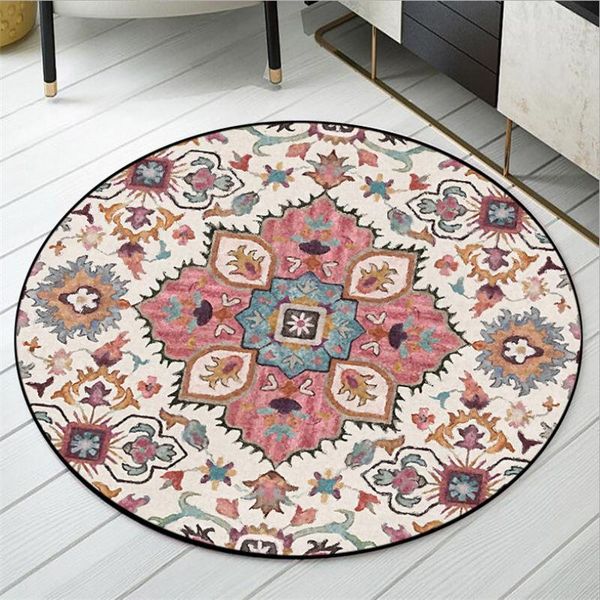 

carpets alfombra 3d pattern round carpet ethnic style flower rugs for living room bedroom crystal velvet non slip floor mats home decor