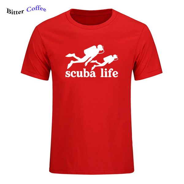 

спорт биттер кофе новых летних мод scuba dive life дайвинг футболка мужчины хлопок пользовательских футболки высокого качество размер свобод