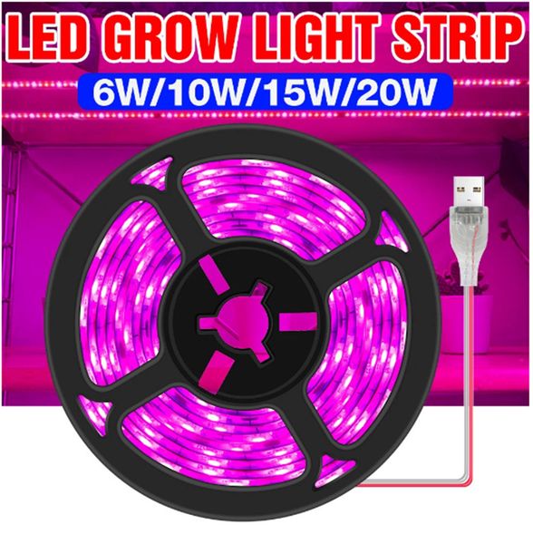 

led full spectrum phyto lamp usb 5v grow light strip 0.5m 1m 2m 3m 2835 smd plants flowers led greenhouse cultivo hydroponic