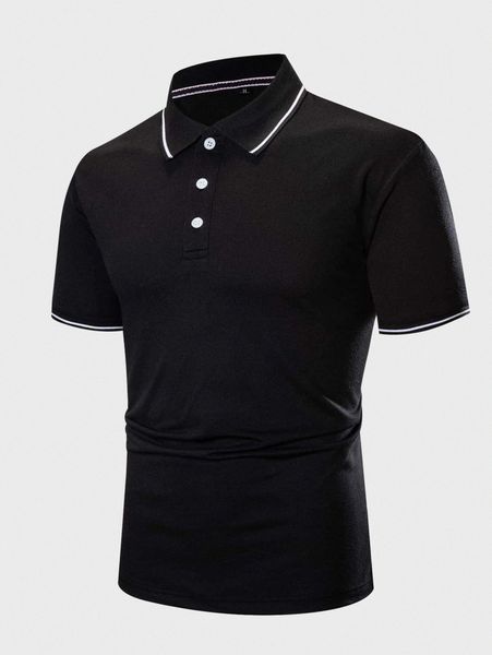 

men contrast trim polo shirt v16f#, White;black