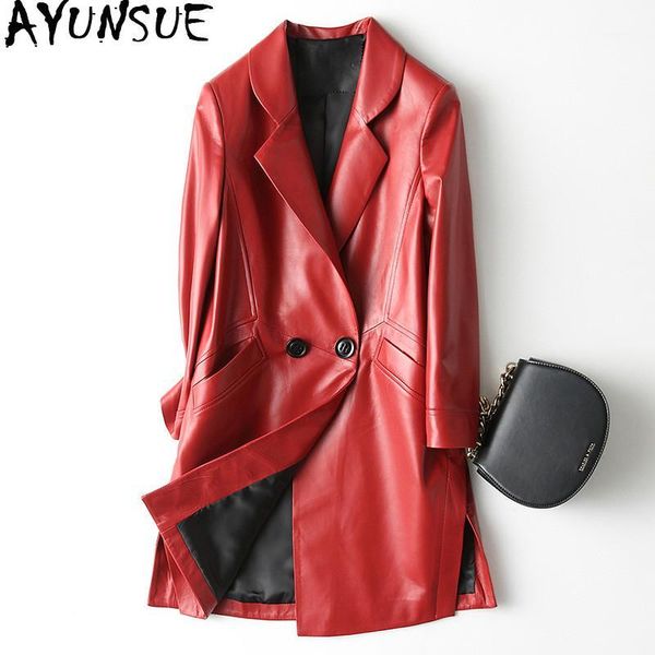 

ayunsue genuine leather jacket autumn winter jacket women real sheepskin coat female long trench coats chaqueta mujer 20201, Black