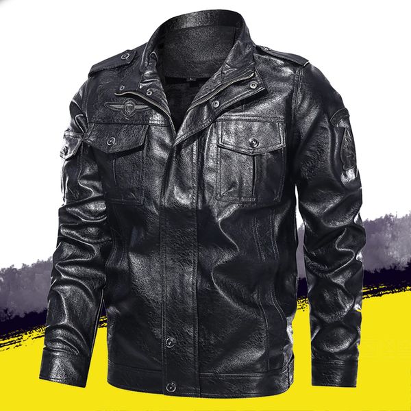 Giacca in pelle PU da uomo vintage bavero giacca da motociclista giacca in pelle da uomo nero sottile cappotto da motociclista moda outwear abbigliamento uomo top 201120