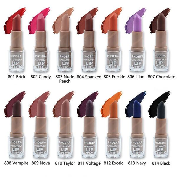 

phoera matte lipstick makeup waterproof long lasting velvety lipstick red lips 14 colors